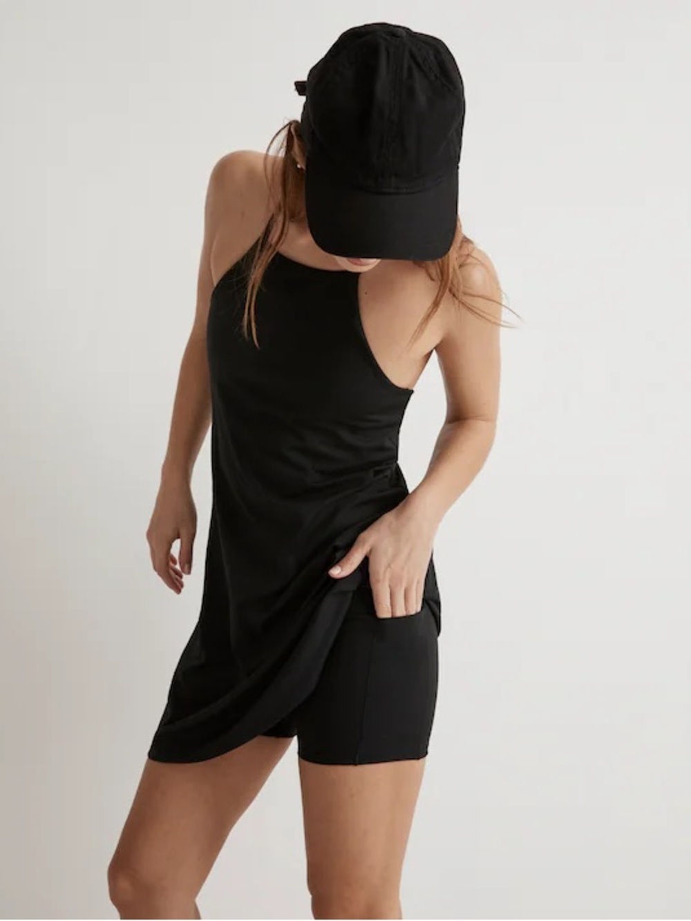 Madewell Flex 2.0 Fitness Dress XS Black NWT Built-In Shorts $88